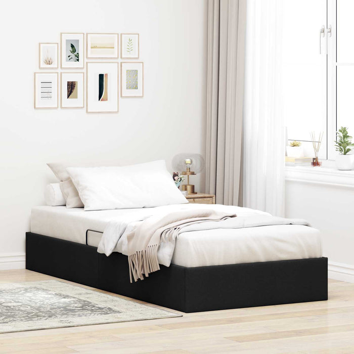 Cadru de pat otoman cu depozitare Negru 90 x 200 cm țesătură WALTI