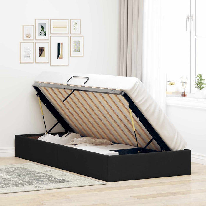Cadru de pat otoman cu depozitare Negru 90 x 200 cm țesătură WALTI