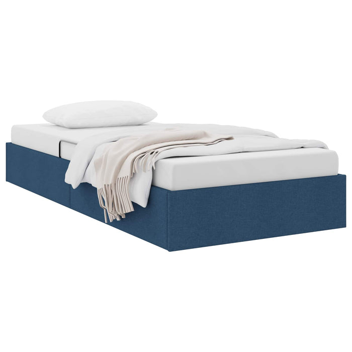 Cadru de pat otoman cu depozitare albastru 90 x 200 cm țesătură WALTI