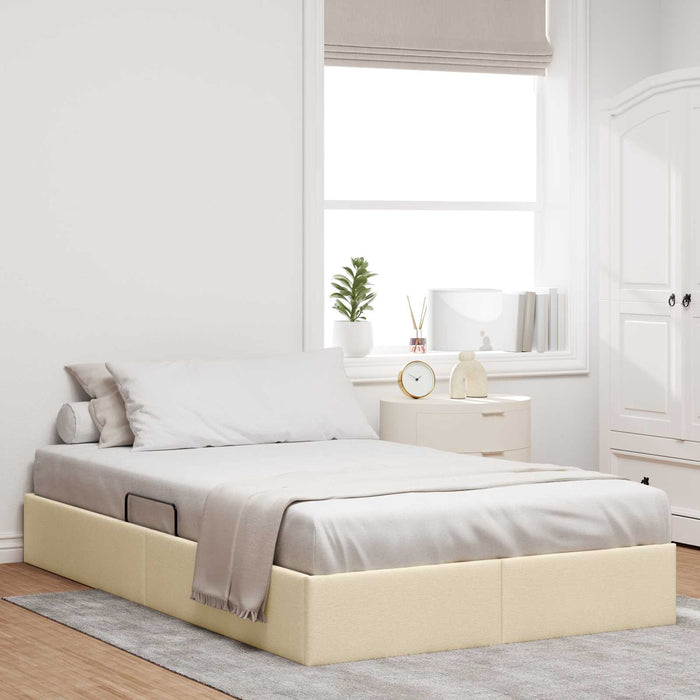 Cadru de pat otoman cu depozitare Creme 120 x 200 cm țesătură WALTI