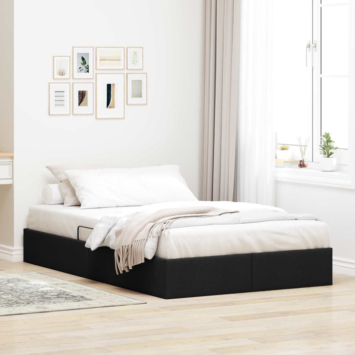 Cadru de pat otoman cu depozitare Negru 120 x 200 cm țesătură WALTI