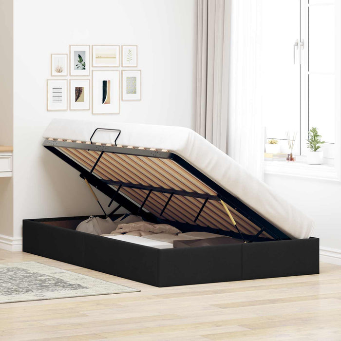 Cadru de pat otoman cu depozitare Negru 120 x 200 cm țesătură WALTI