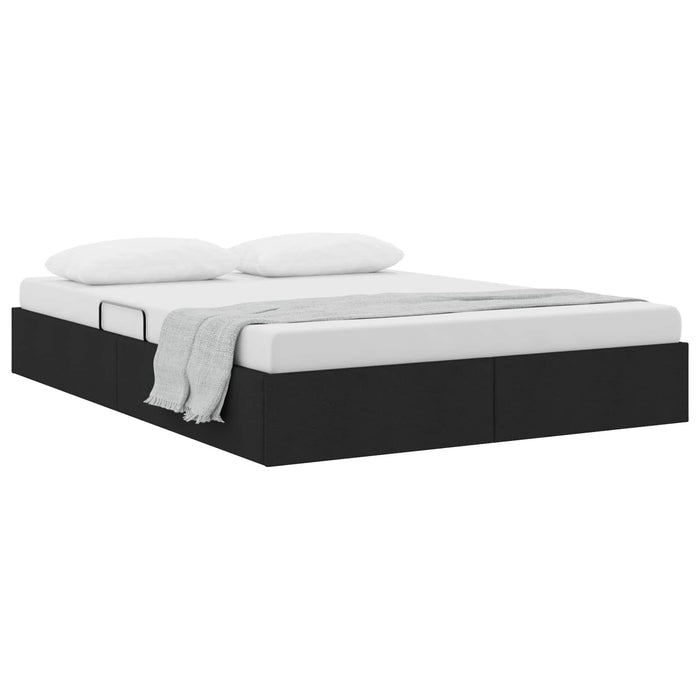 Cadru de pat otoman cu depozitare Negru 140 x 190 cm țesătură WALTI
