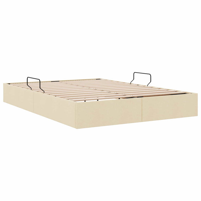 Cadru de pat otoman cu depozitare Creme 140 x 190 cm țesătură WALTI