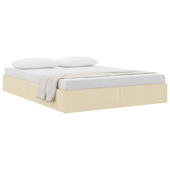 Cadru de pat otoman cu depozitare Creme 140 x 190 cm țesătură WALTI