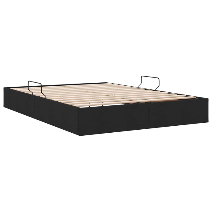 Cadru de pat otoman cu depozitare Negru 140 x 200 cm țesătură WALTI