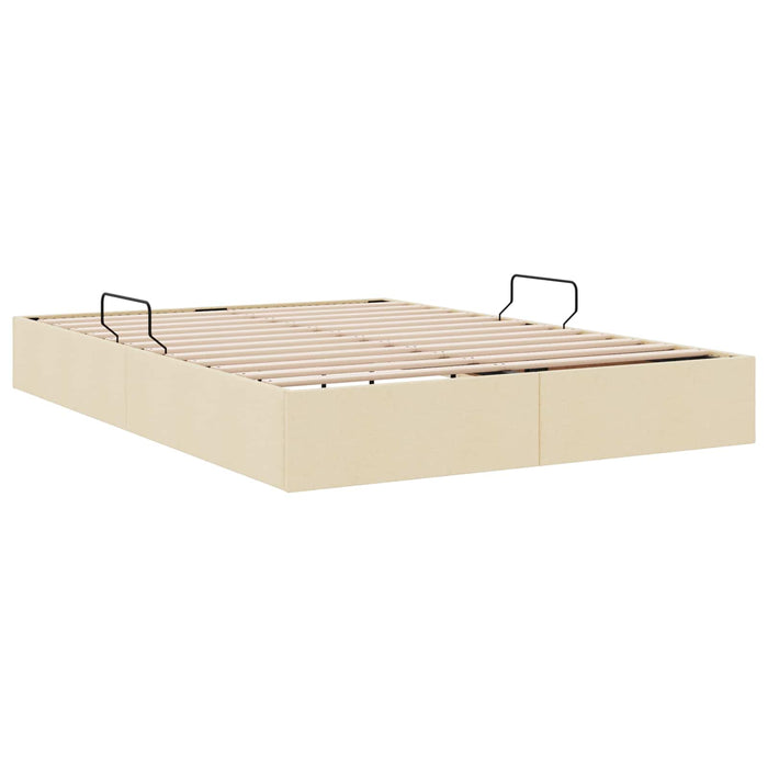 Cadru de pat otoman cu depozitare Creme 140 x 200 cm țesătură WALTI