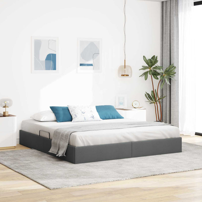 Cadru de pat otoman Gri închis 160 x 200 cm țesătură WALTI