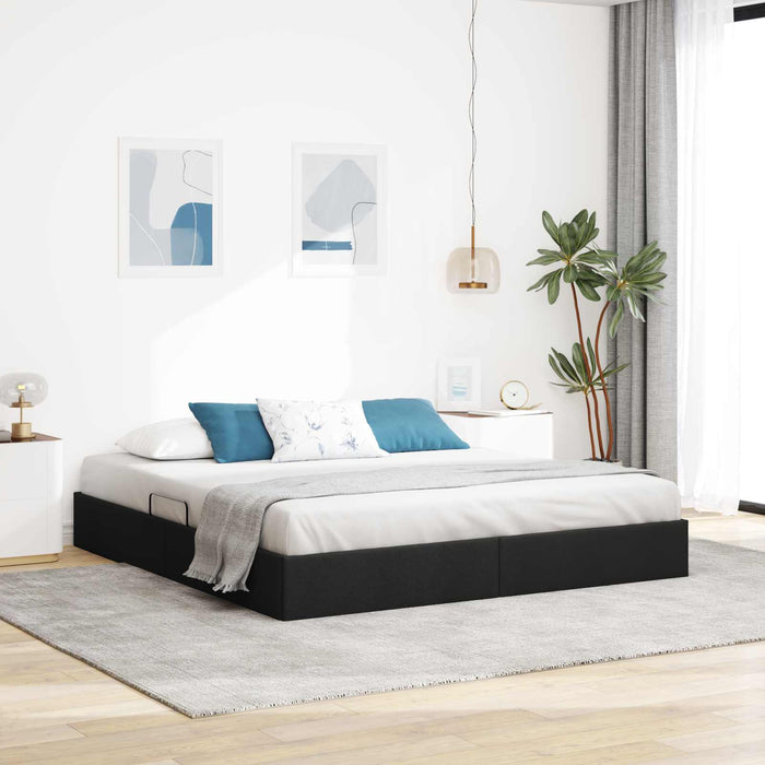 Cadru de pat otoman cu depozitare Negru 160 x 200 cm țesătură WALTI