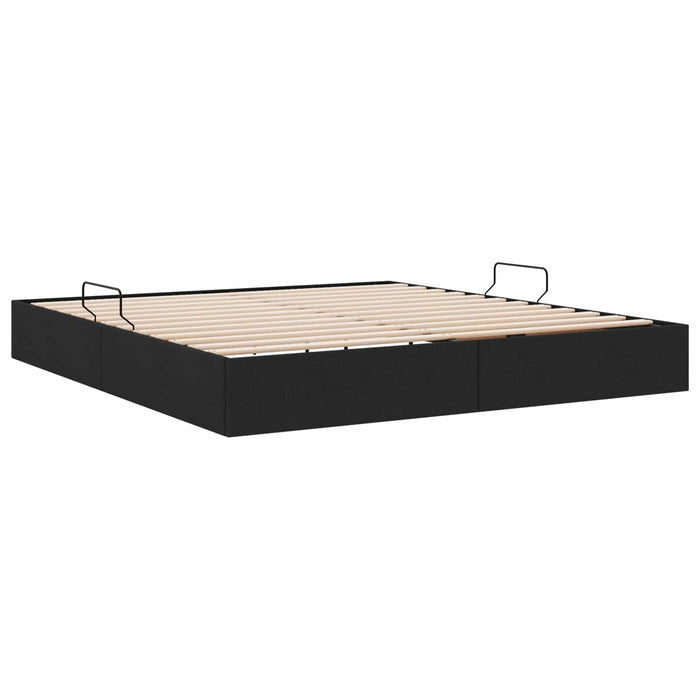 Cadru de pat otoman cu depozitare Negru 160 x 200 cm țesătură WALTI