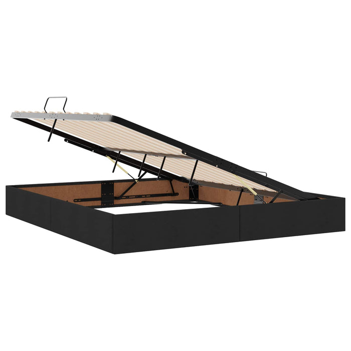 Cadru de pat otoman cu depozitare Negru 160 x 200 cm țesătură WALTI
