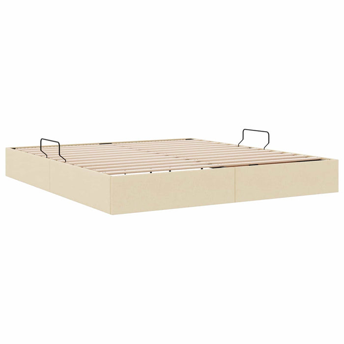 Cadru de pat otoman cu depozitare Creme 160 x 200 cm țesătură WALTI