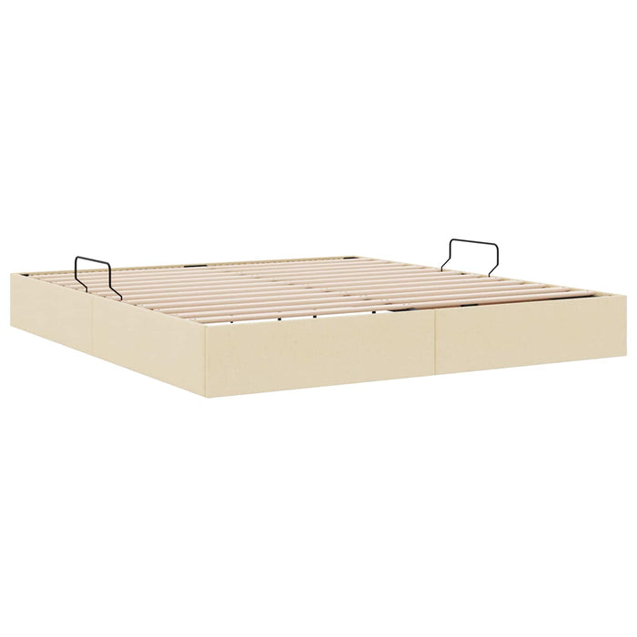 Cadru de pat otoman cu depozitare Creme 160 x 200 cm țesătură WALTI