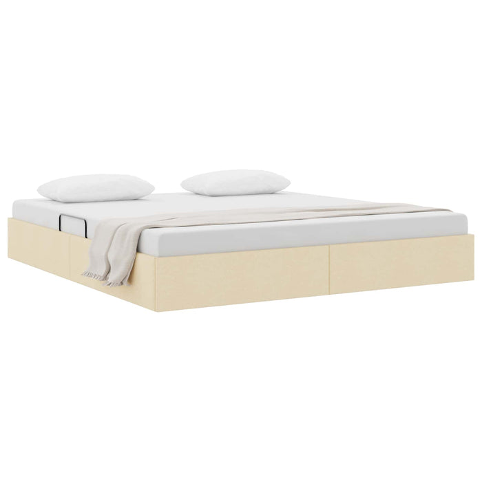 Cadru de pat otoman cu depozitare Creme 160 x 200 cm țesătură WALTI