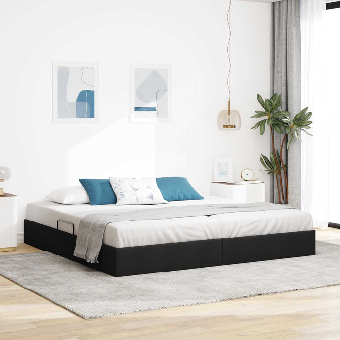 Cadru de pat otoman cu depozitare Negru 200 x 200 cm țesătură WALTI
