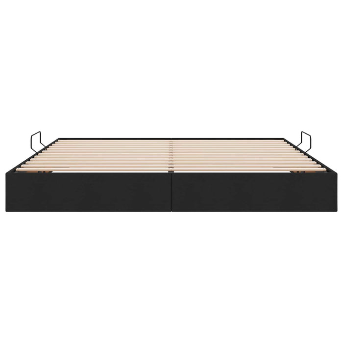 Cadru de pat otoman cu depozitare Negru 200 x 200 cm țesătură WALTI