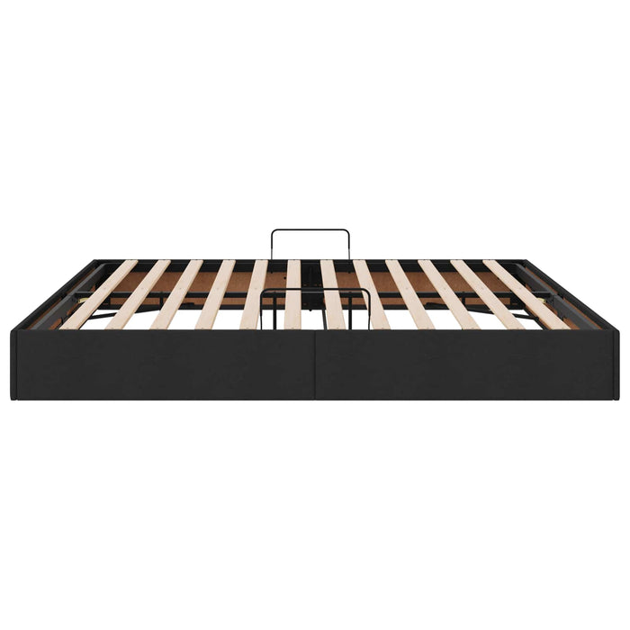Cadru de pat otoman cu depozitare Negru 200 x 200 cm țesătură WALTI