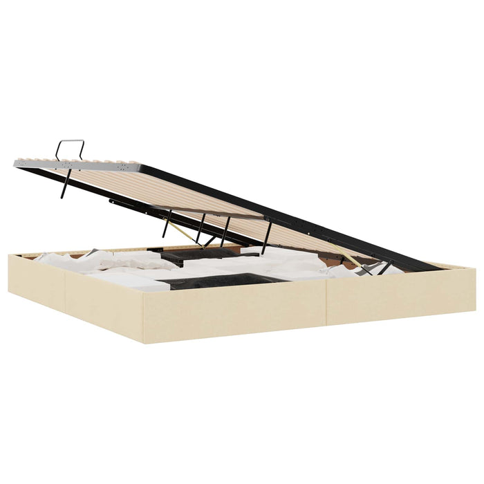 Cadru de pat otoman cu depozitare Creme 200 x 200 cm țesătură WALTI