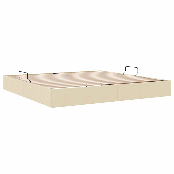 Cadru de pat otoman cu depozitare Creme 200 x 200 cm țesătură WALTI