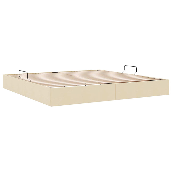 Cadru de pat otoman cu depozitare Creme 200 x 200 cm țesătură WALTI
