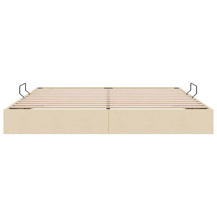 Cadru de pat otoman cu depozitare Creme 200 x 200 cm țesătură WALTI
