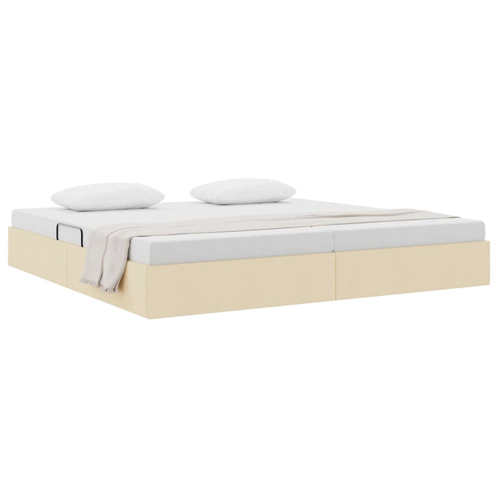 Cadru de pat otoman cu depozitare Creme 200 x 200 cm țesătură WALTI