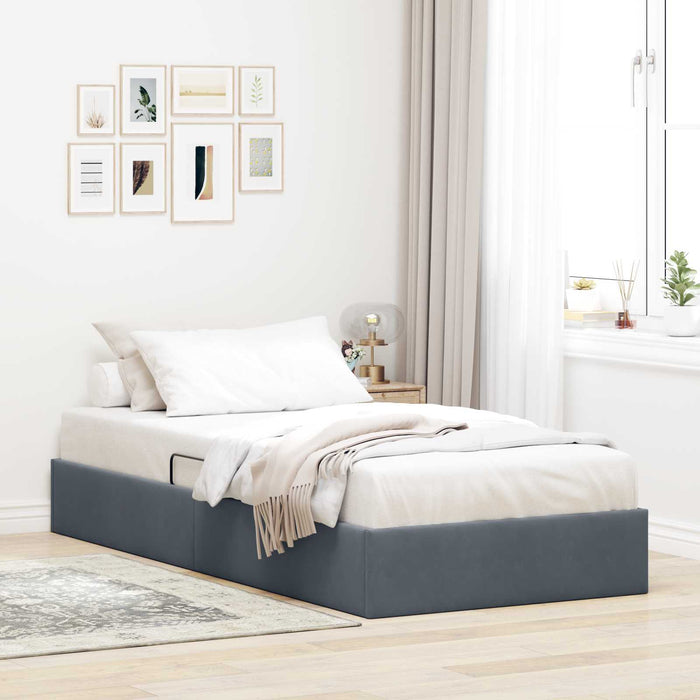 Cadru de pat otoman Gri închis 90 x 190 cm Catifea - WALTI WALTI