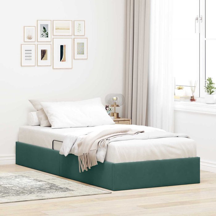Cadru de pat otoman Verde închis 90 x 190 cm Catifea - WALTI WALTI