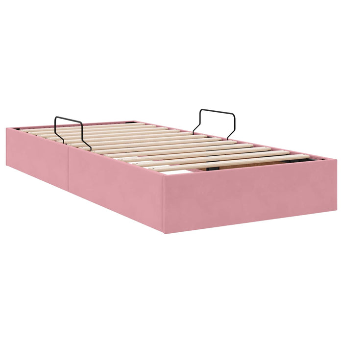 Cadru de pat otoman cu depozitare Roz 90 x 190 cm Catifea - WALTI WALTI