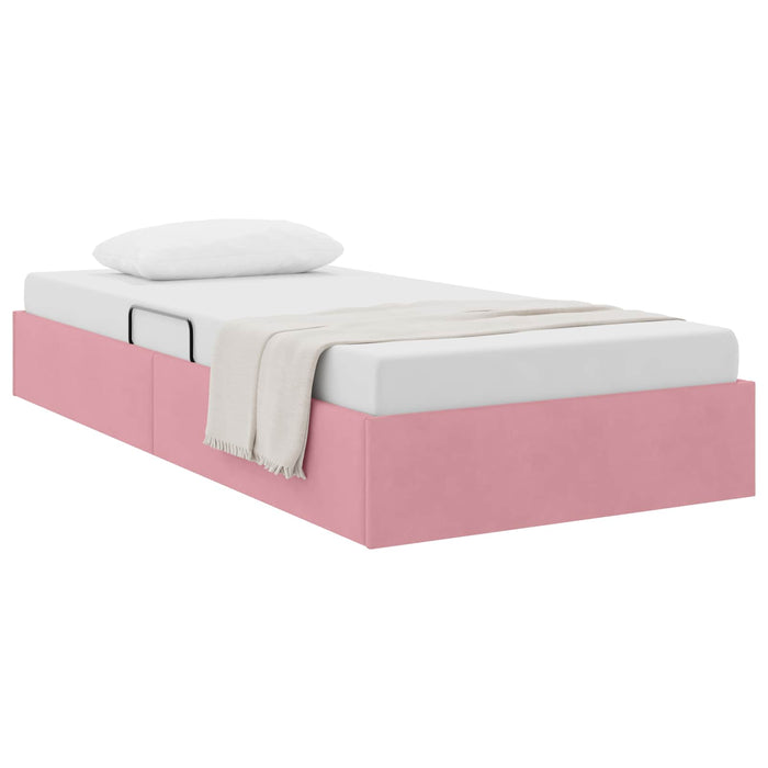 Cadru de pat otoman cu depozitare Roz 90 x 190 cm Catifea - WALTI WALTI