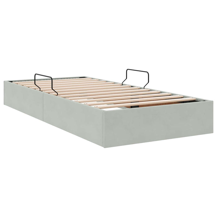 Cadru de pat otoman Gri deschis 100 x 200 cm Catifea - WALTI WALTI