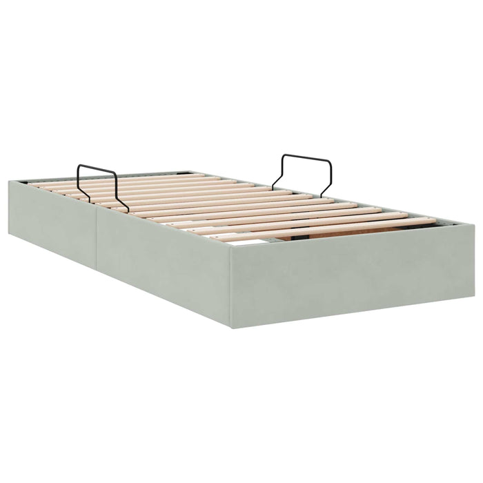 Cadru de pat otoman Gri deschis 100 x 200 cm Catifea - WALTI WALTI