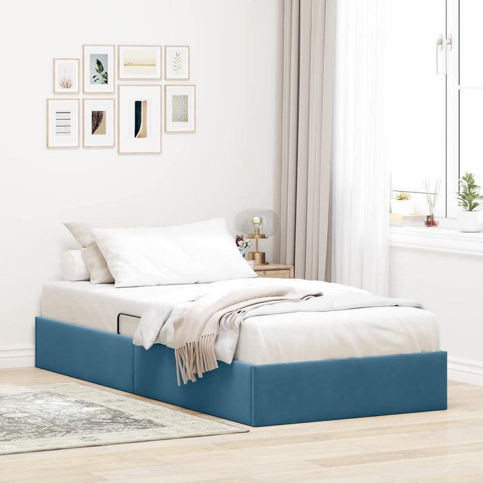 Cadru de pat otoman Albastru închis 100 x 200 cm Catifea - WALTI WALTI