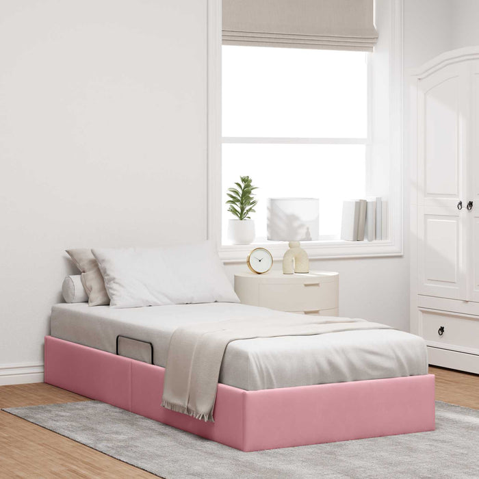 Cadru de pat otoman cu depozitare Roz 100 x 200 cm Catifea - WALTI WALTI