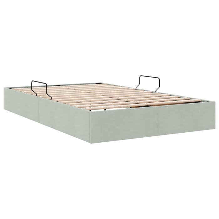 Cadru de pat otoman Gri deschis 120 x 190 cm Catifea - WALTI WALTI