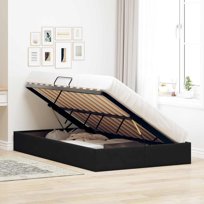 Cadru de pat otoman cu depozitare Negru 120 x 190 cm Catifea - WALTI WALTI