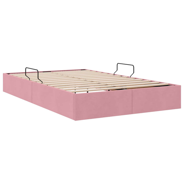 Cadru de pat otoman cu depozitare Roz 120 x 200 cm Catifea - WALTI WALTI