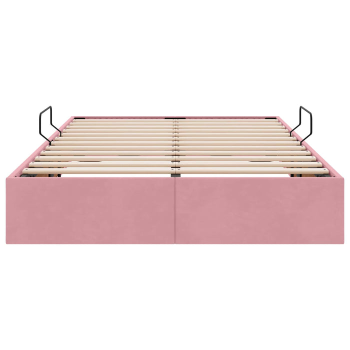 Cadru de pat otoman cu depozitare Roz 120 x 200 cm Catifea - WALTI WALTI