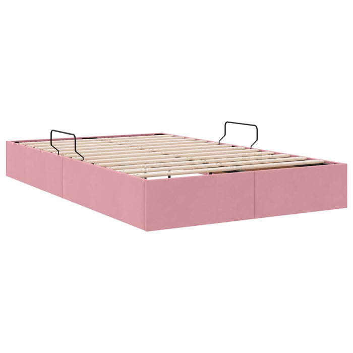 Cadru de pat otoman cu depozitare Roz 120 x 200 cm Catifea - WALTI WALTI