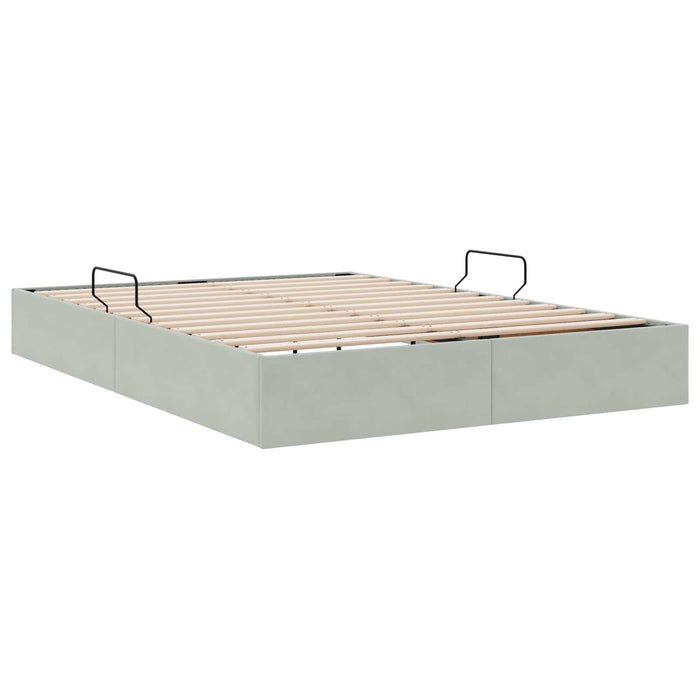 Cadru de pat otoman Gri deschis 140 x 190 cm Catifea - WALTI WALTI