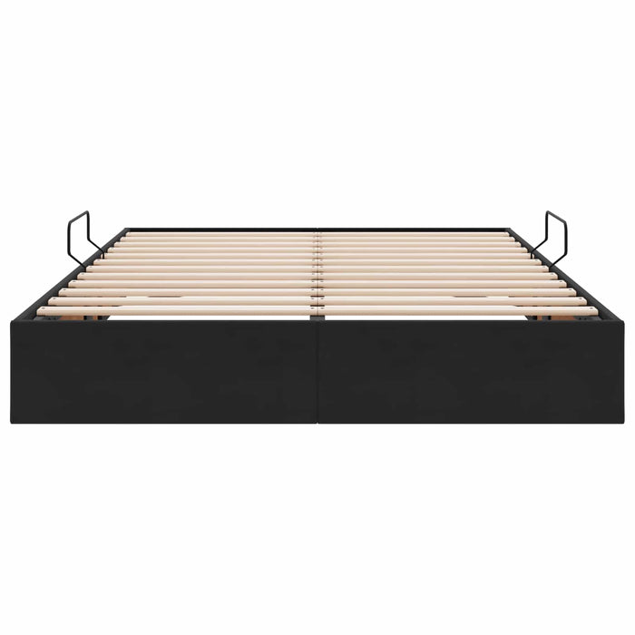 Cadru de pat otoman cu depozitare Negru 140 x 190 cm Catifea - WALTI WALTI
