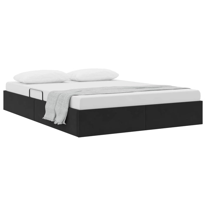Cadru de pat otoman cu depozitare Negru 140 x 200 cm Catifea - WALTI WALTI