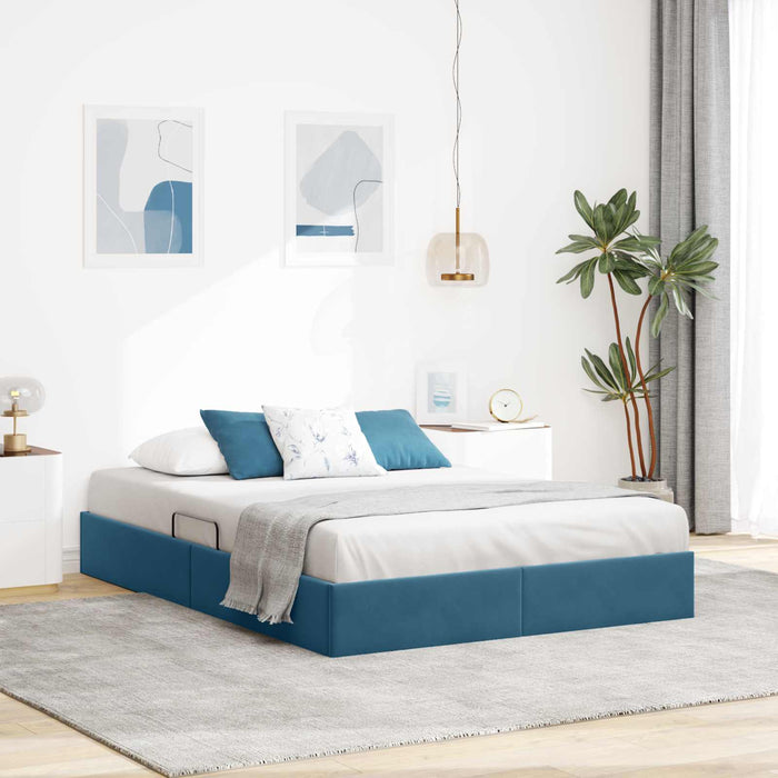 Cadru de pat otoman Albastru închis 140 x 200 cm Catifea - WALTI WALTI