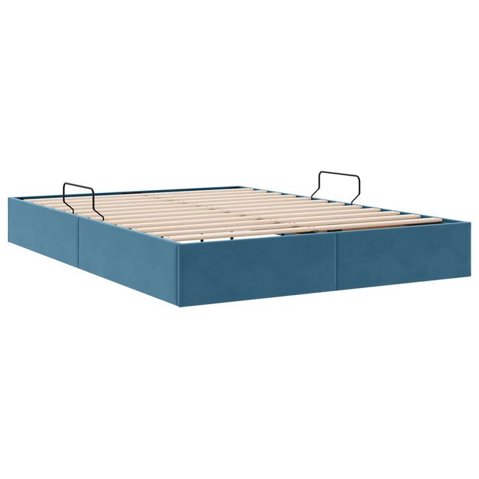 Cadru de pat otoman Albastru închis 140 x 200 cm Catifea - WALTI WALTI