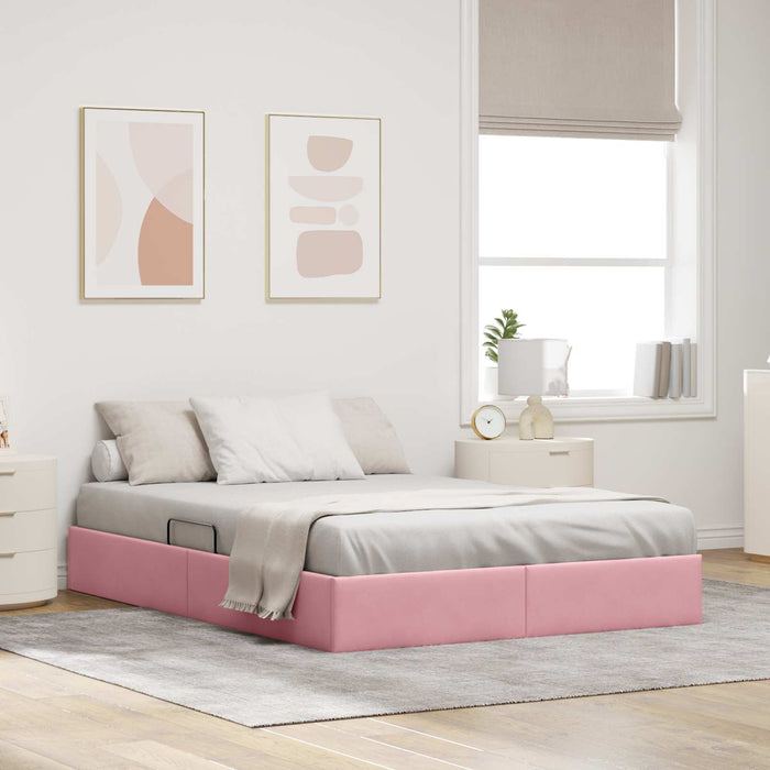 Cadru de pat otoman cu depozitare Roz 140 x 200 cm Catifea - WALTI WALTI