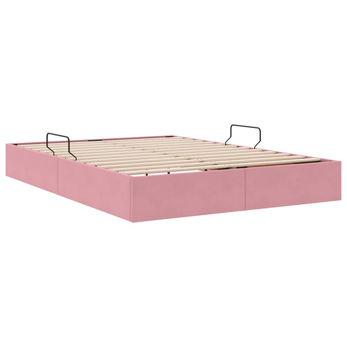 Cadru de pat otoman cu depozitare Roz 140 x 200 cm Catifea - WALTI WALTI
