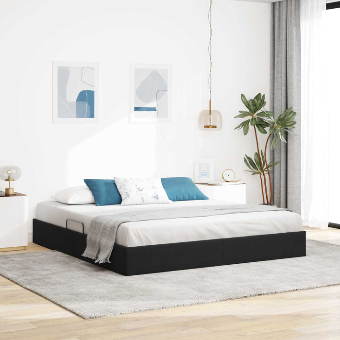 Cadru de pat otoman cu depozitare Negru 160 x 200 cm Catifea - WALTI WALTI