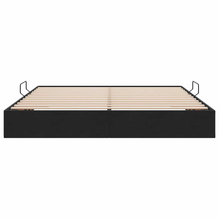 Cadru de pat otoman cu depozitare Negru 160 x 200 cm Catifea - WALTI WALTI