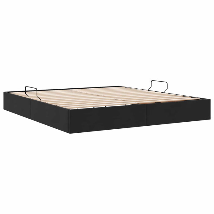 Cadru de pat otoman cu depozitare Negru 180 x 200 cm Catifea - WALTI WALTI