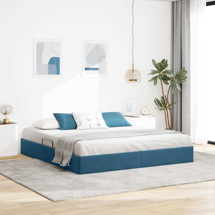 Cadru de pat otoman Albastru închis 180 x 200 cm Catifea - WALTI WALTI